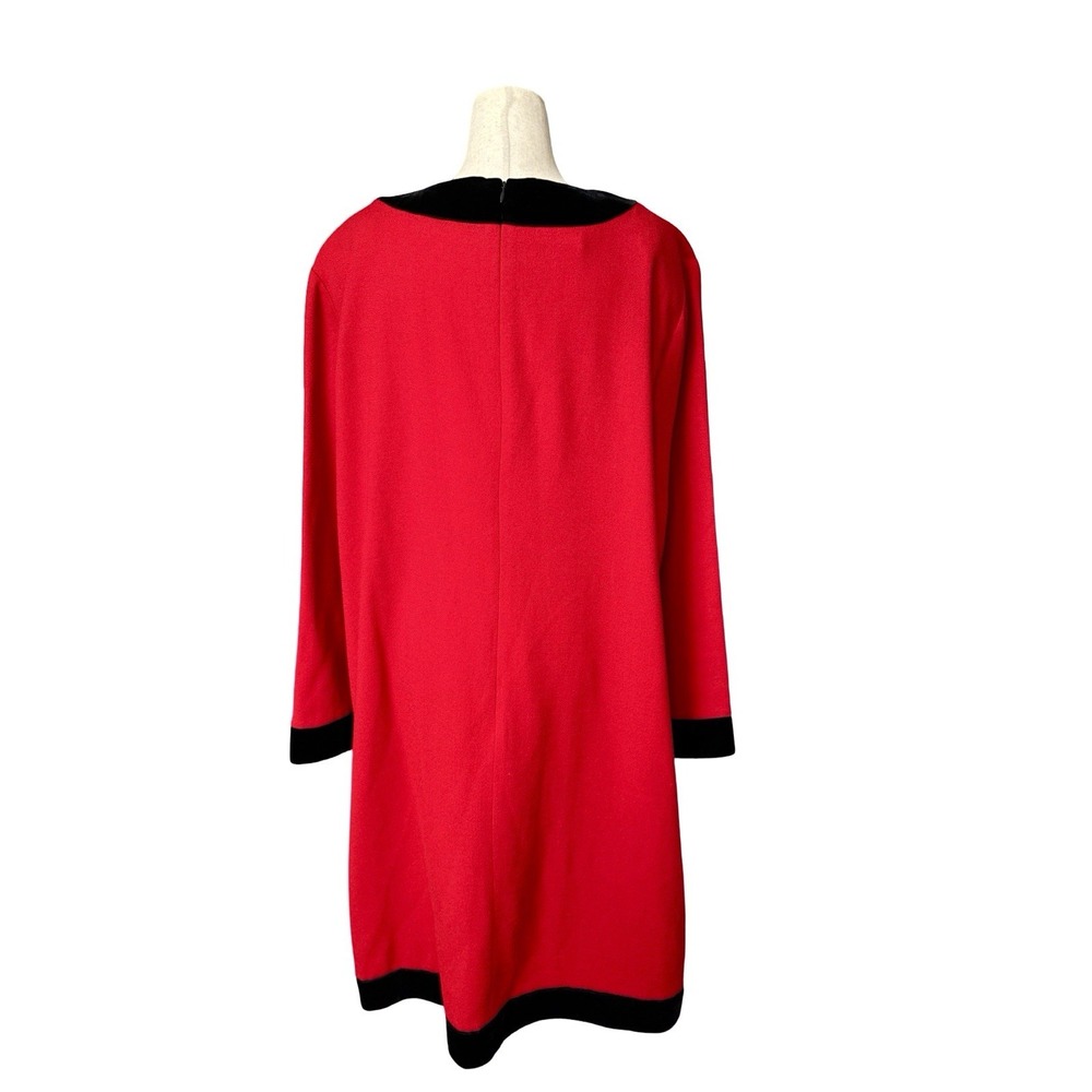 Evan Picone Vtg 90s Does 60s Dress Plus Size 20W Red Holiday Wool Velvet USA - Picture 9 of 12